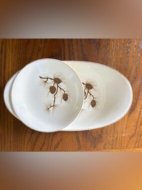 Paden City Pinecone Relish Underplate & Dessert Bowl Vintage Set